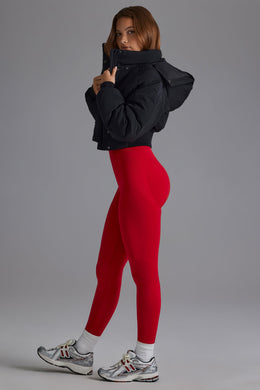 Petite Define Luxe High-Waist Leggings in Cherry Red