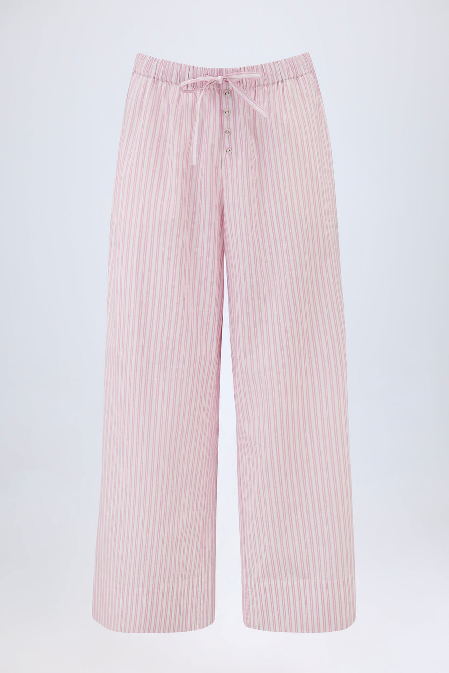 Mid-Rise Wide-Leg Trousers in Soft Mauve Stripe