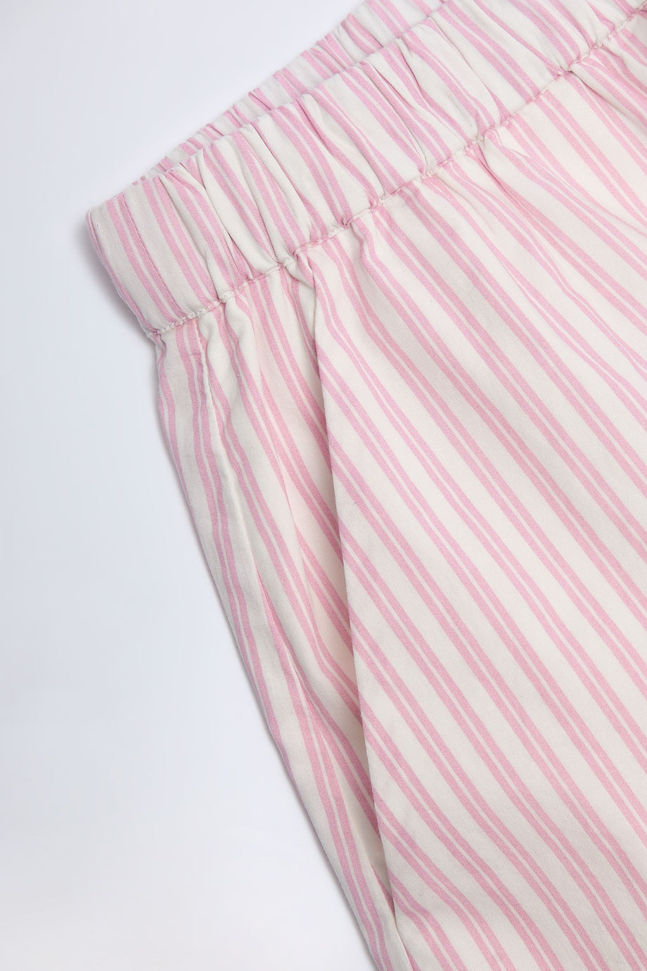 Mid-Rise Wide-Leg Trousers in Soft Mauve Stripe
