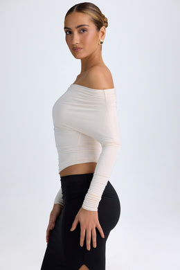 Modal One-Shoulder Ruched Top in Ivory