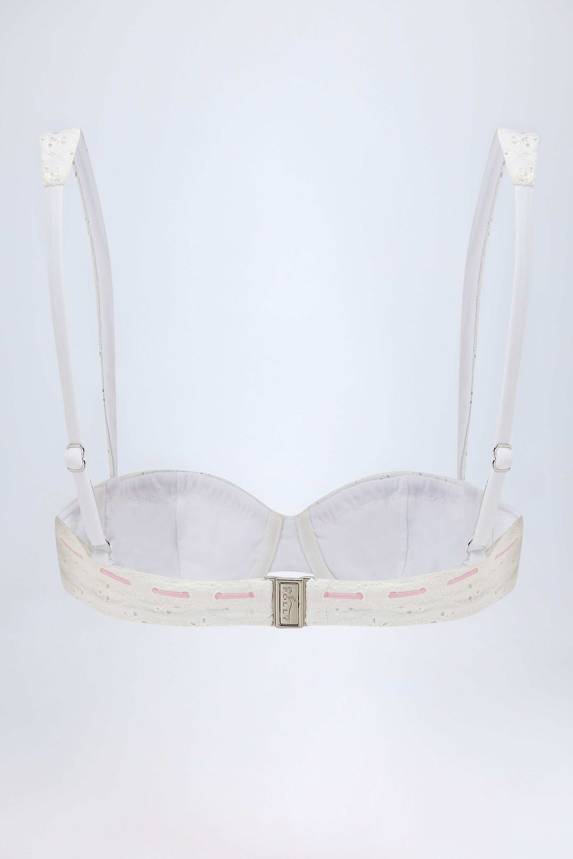 Broderie Anglaise Underwired Balconette Bikini Top in White