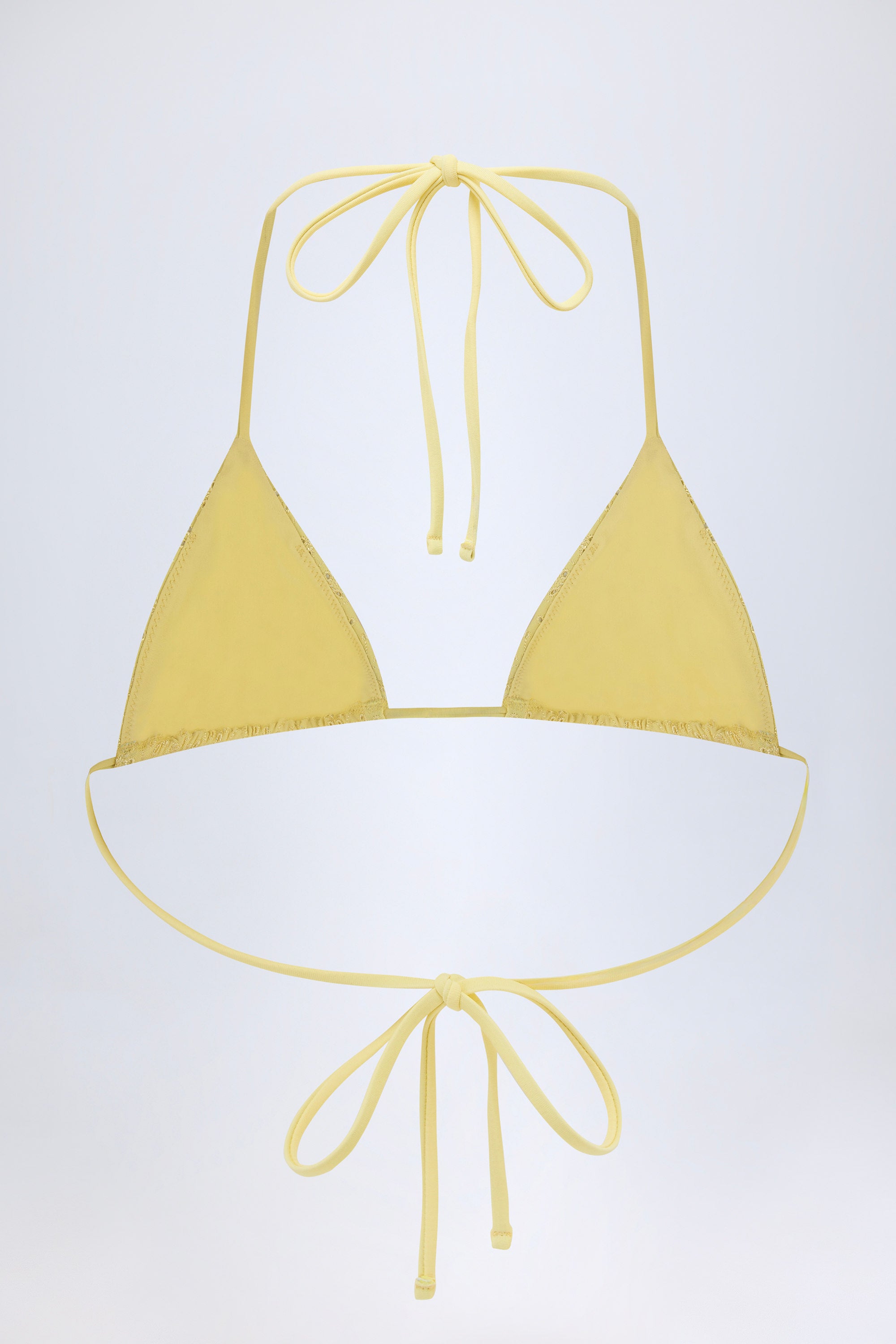Broderie Anglaise Triangle Bikini Top in Lemon Yellow