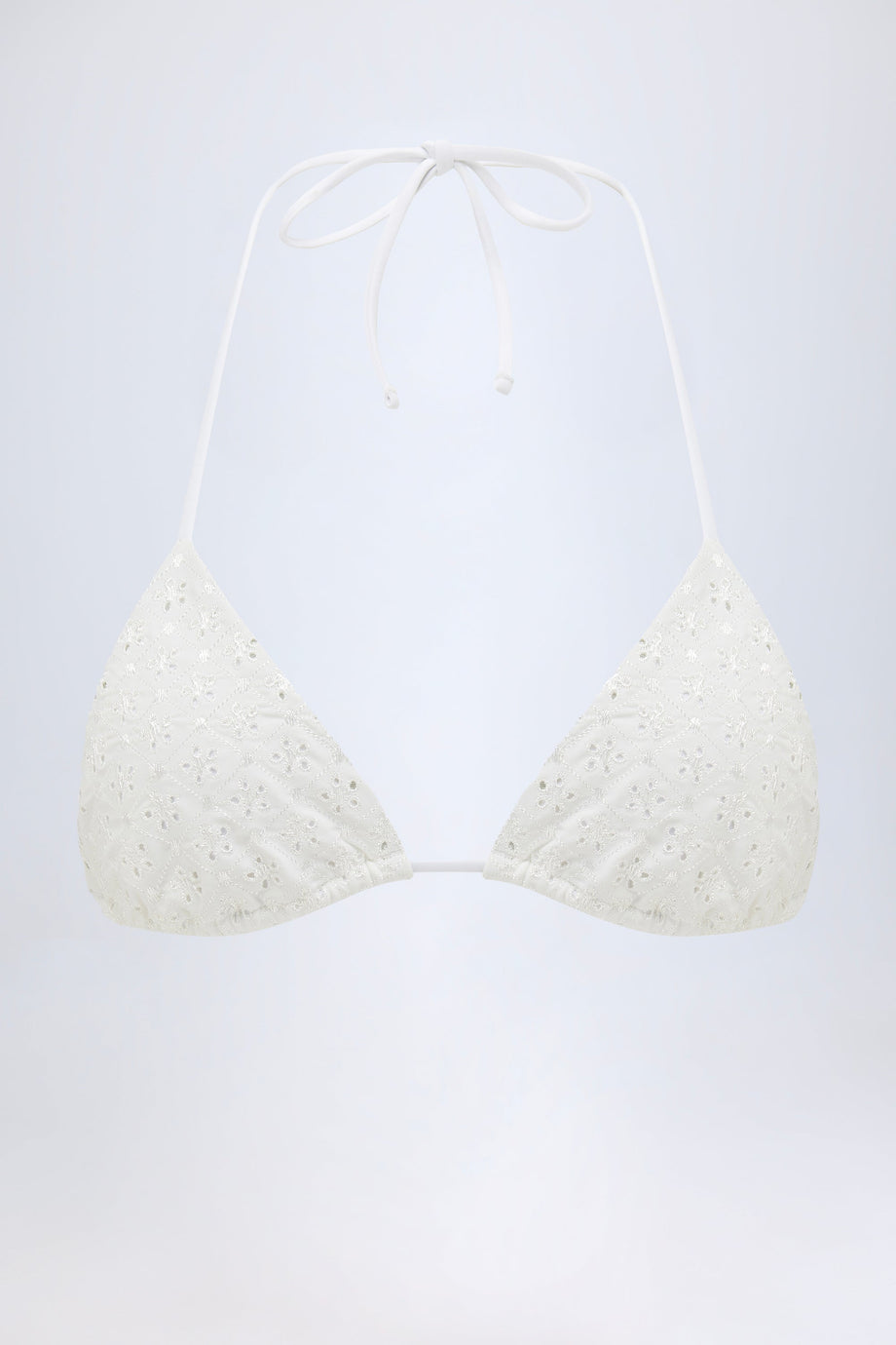 Broderie Anglaise Triangle Bikini Top in White