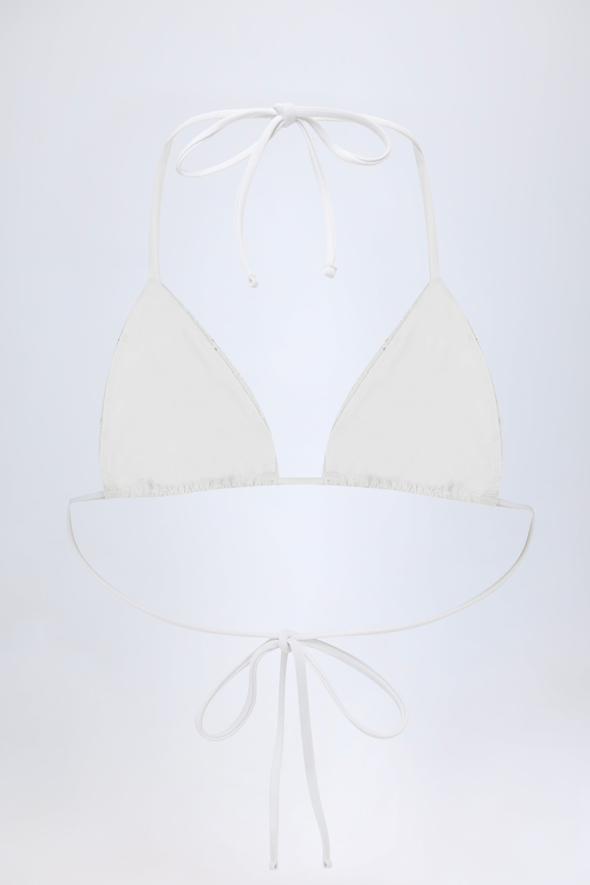 Broderie Anglaise Triangle Bikini Top in White