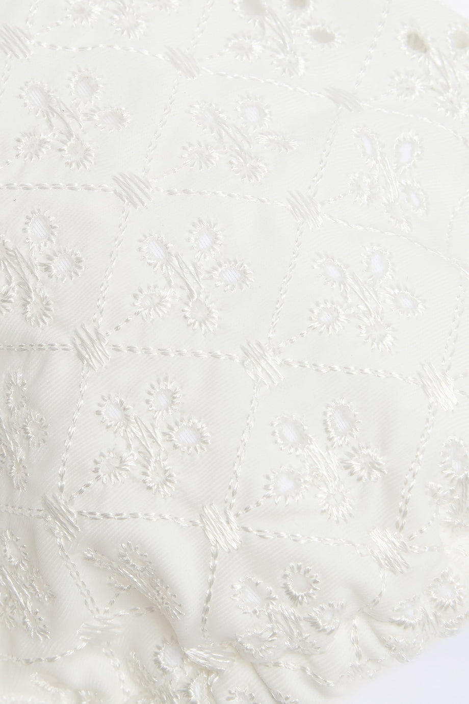 Broderie Anglaise Triangle Bikini Top in White