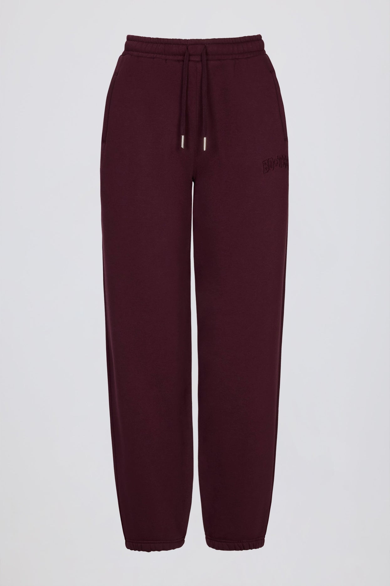 Relaxed Mid-Rise Joggers in Burgundy