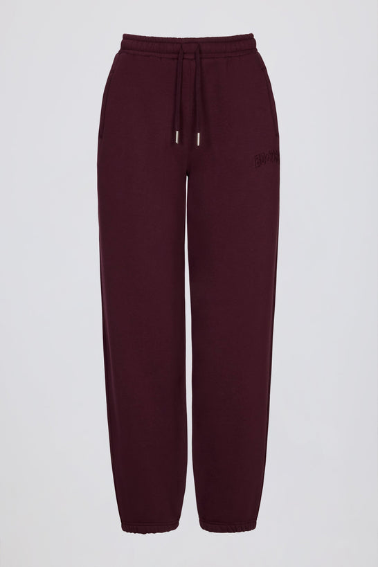 Relaxed Mid-Rise Joggers in Burgundy