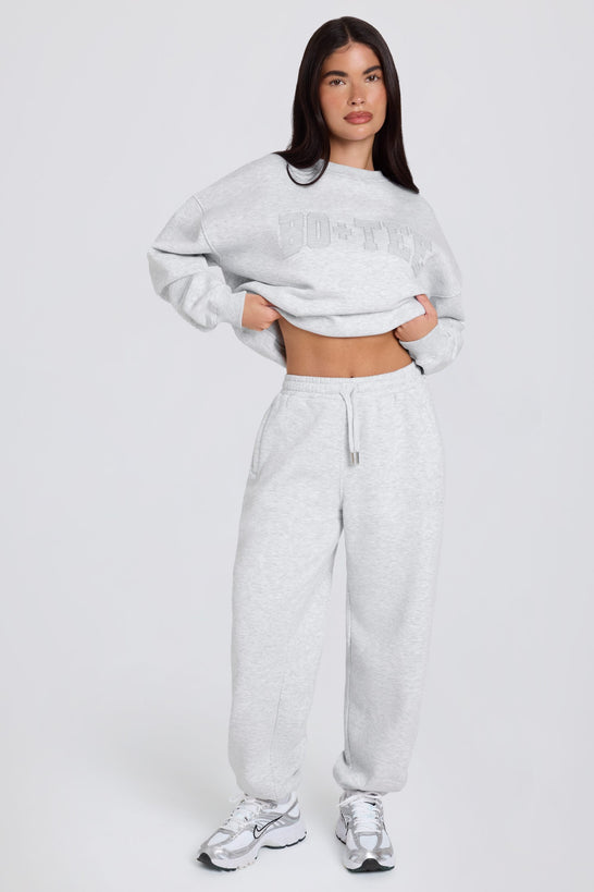 Relaxed Mid-Rise Joggers in Grey Marl