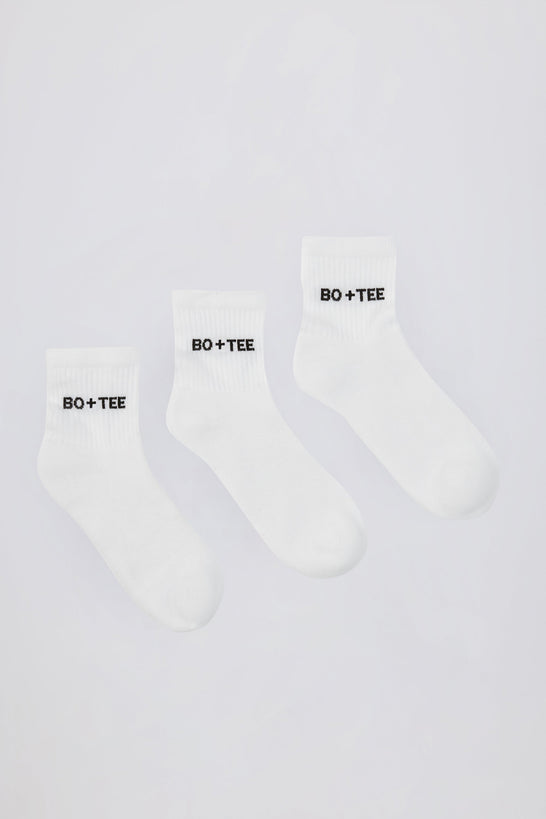 Ribbed Crew Sock Bundle in White