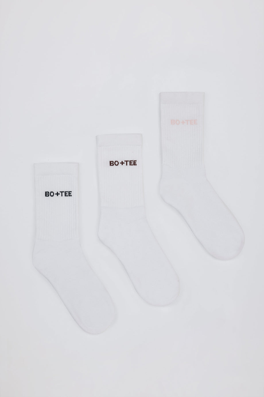 Ribbed Crew Sock Bundle in Pink/Navy/Burgundy