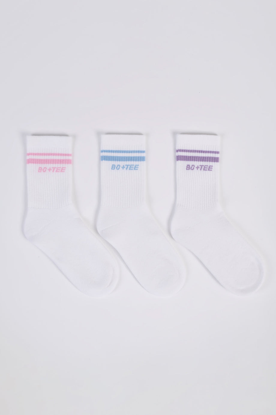 Ribbed Crew Sock Bundle in White