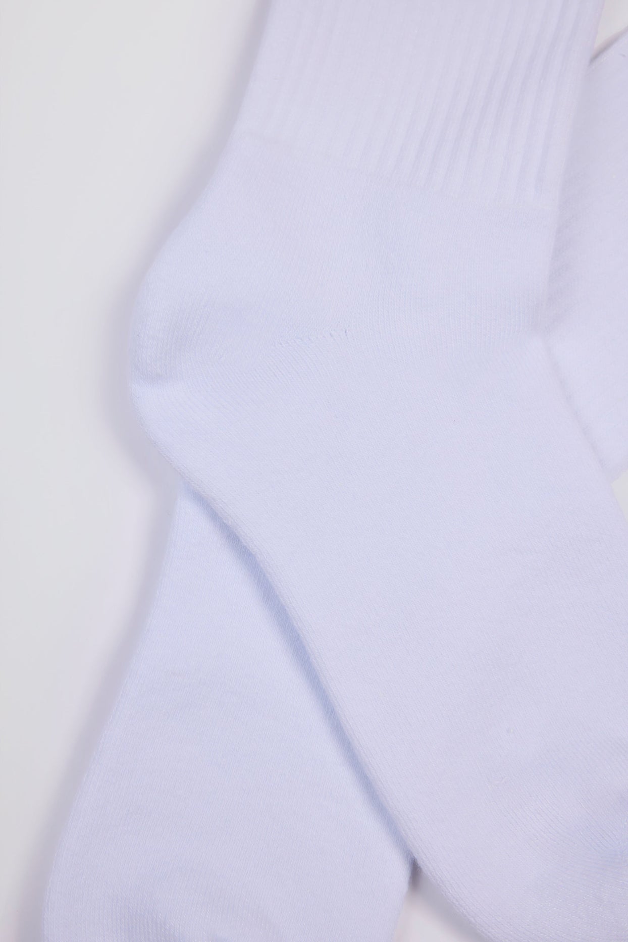 Ribbed Half-Crew Socks in White