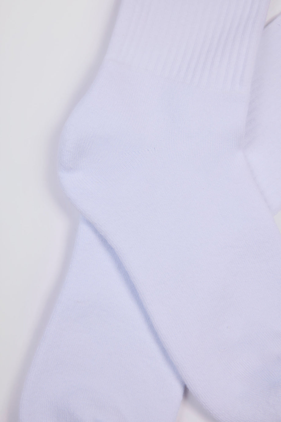 Ribbed Half-Crew Socks in White