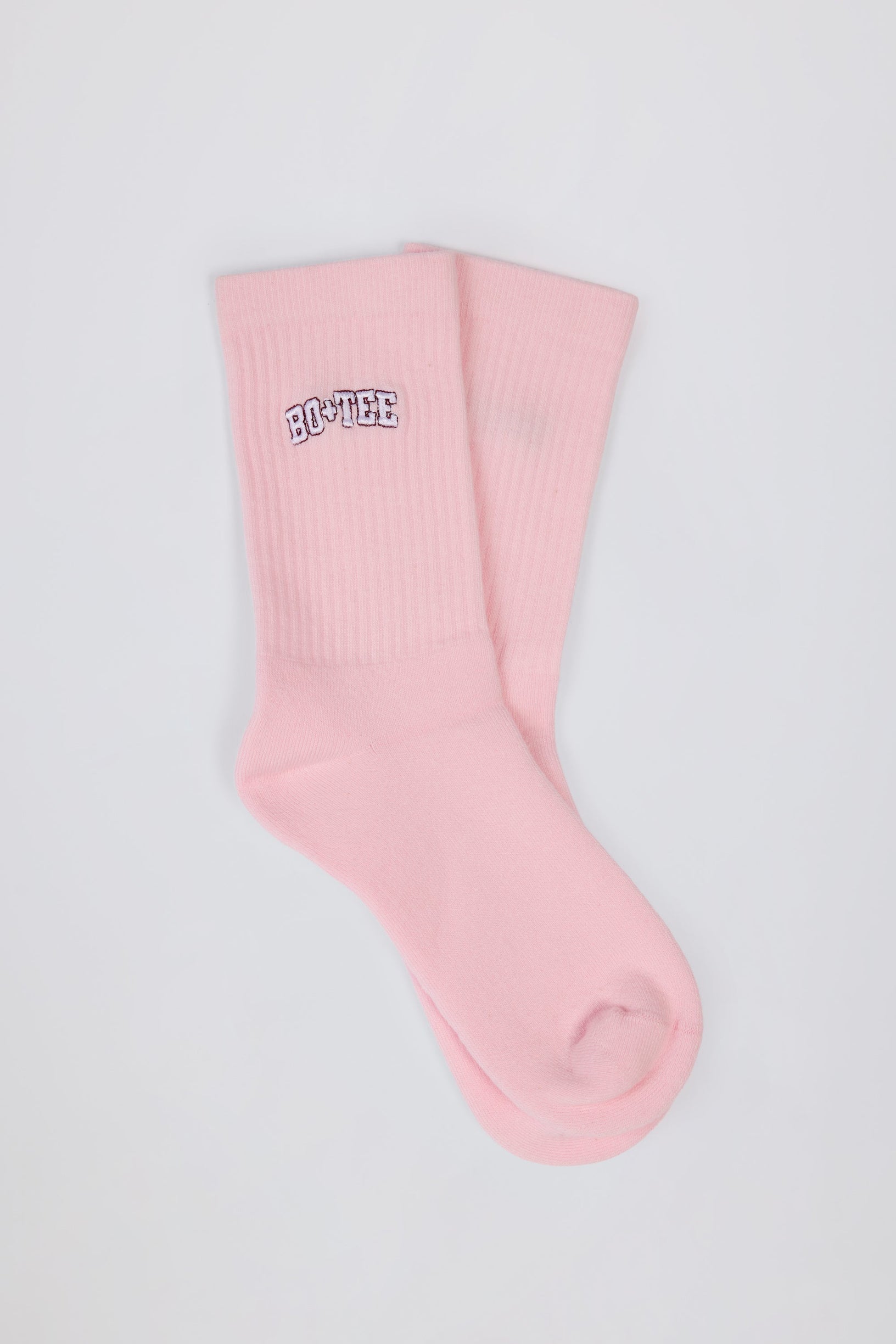 Ribbed Half-Crew Socks in Powder Pink - 1