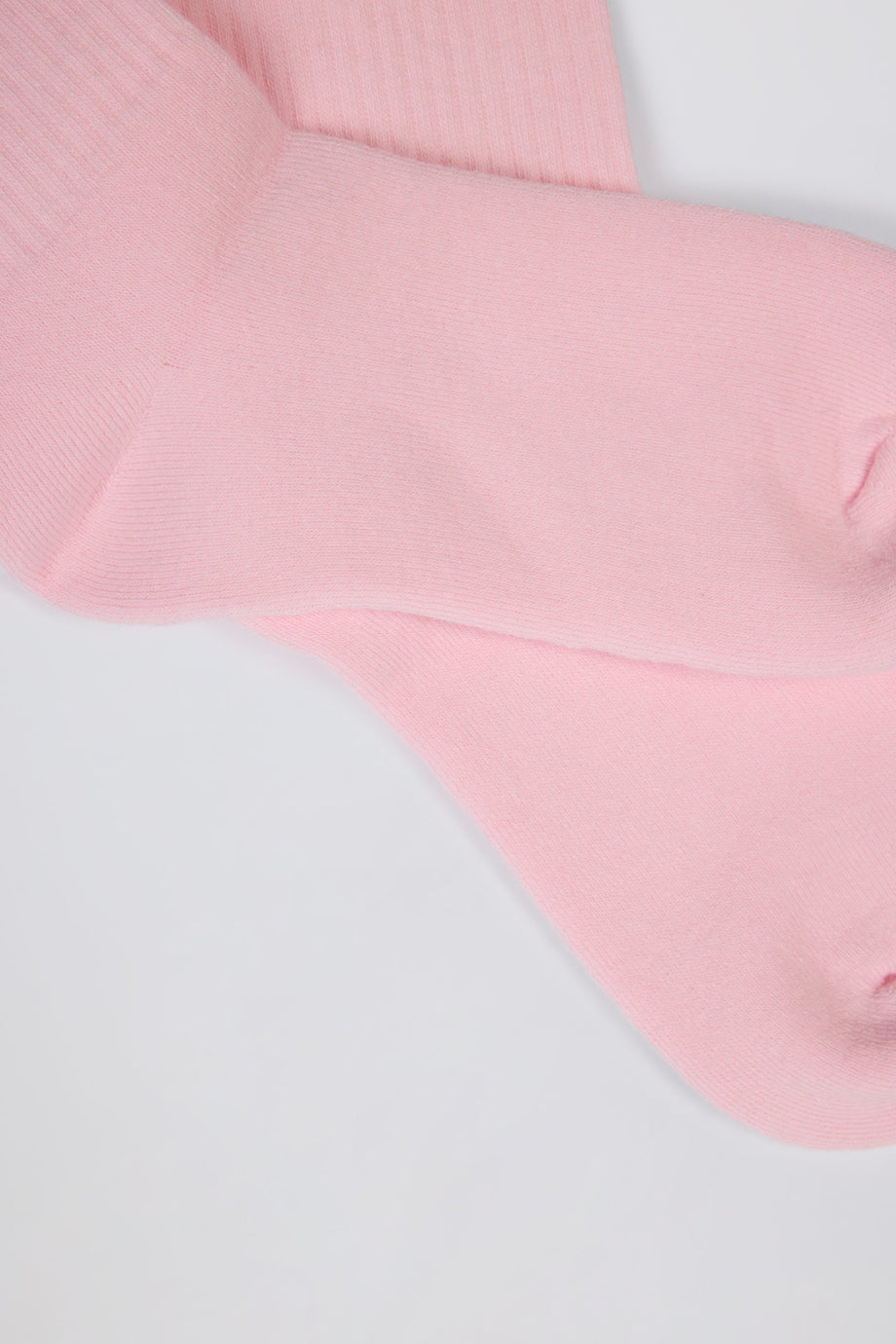 Ribbed Half-Crew Socks in Powder Pink