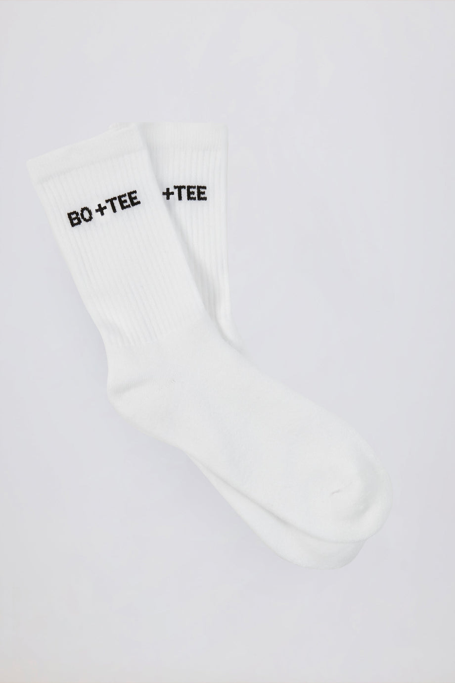 Ribbed Half-Crew Socks in White