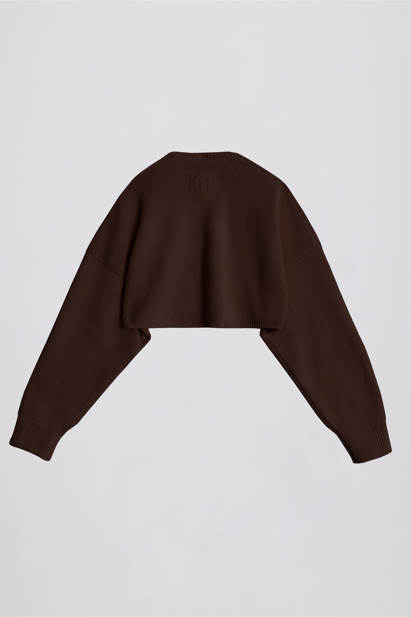 Ribbed-Knit Cropped Shrug in Pecan - 2