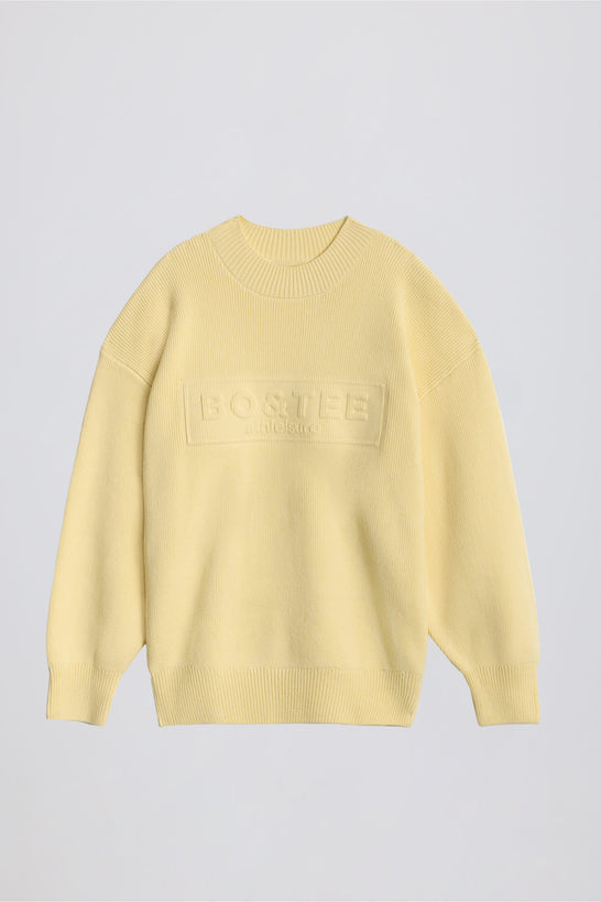 Ribbed-Knit Oversized Jumper in Lemon