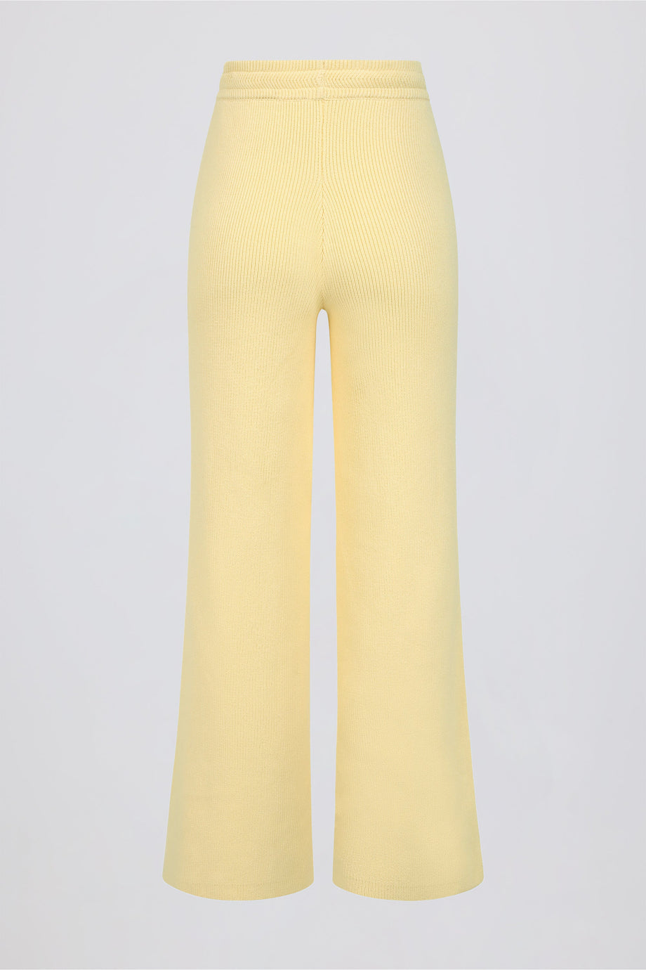 Ribbed-Knit Wide-Leg Joggers in Lemon