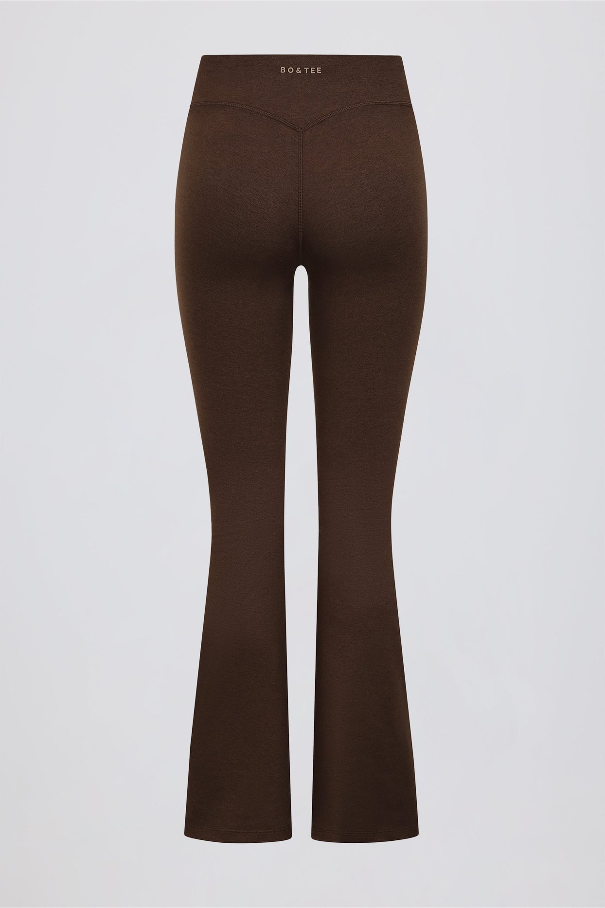 Ruched Flared Trousers in Pecan Marl
