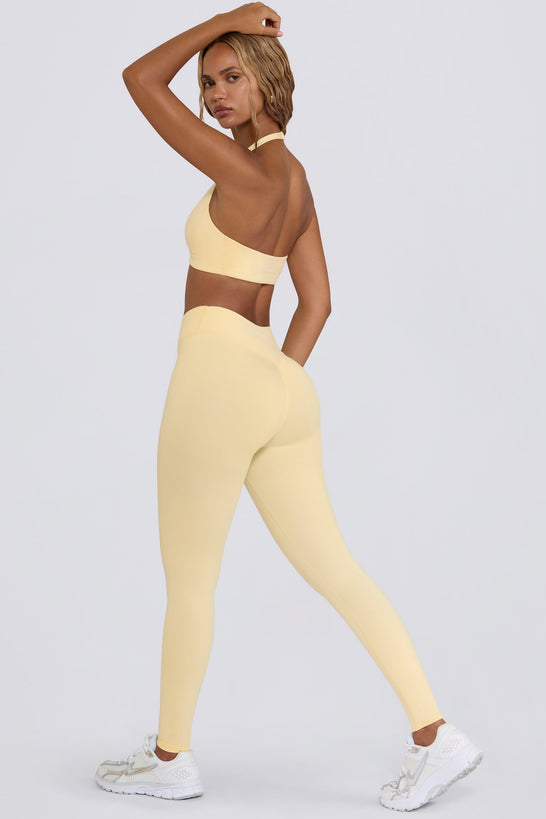 Ruched Mid-Rise Leggings in Lemon Marl
