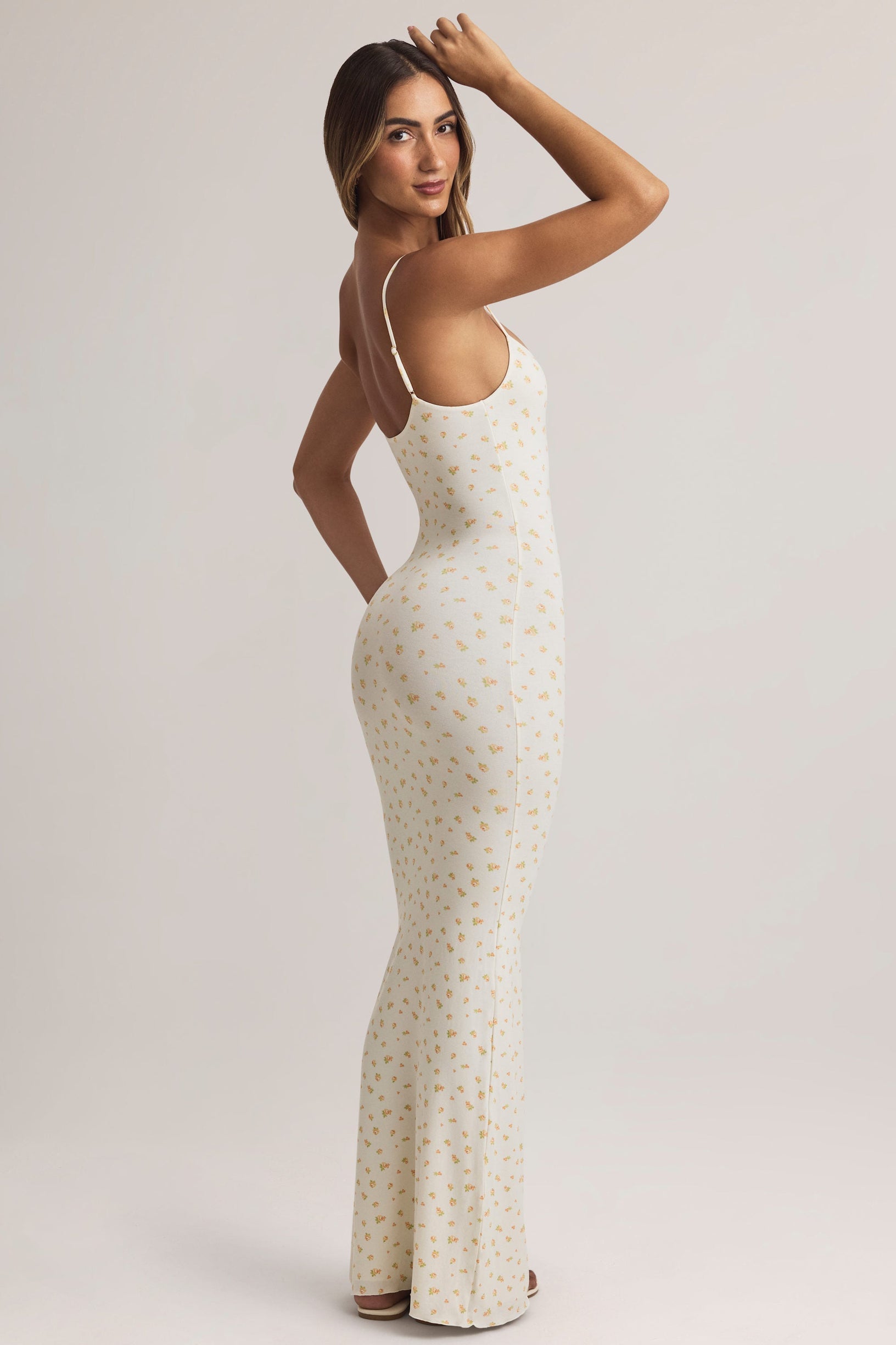 Modal Scoop-Neck Strappy Maxi Dress in Floral Print - 2