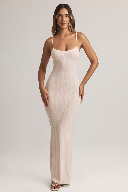 Modal Scoop-Neck Maxi Dress in Stripe Print