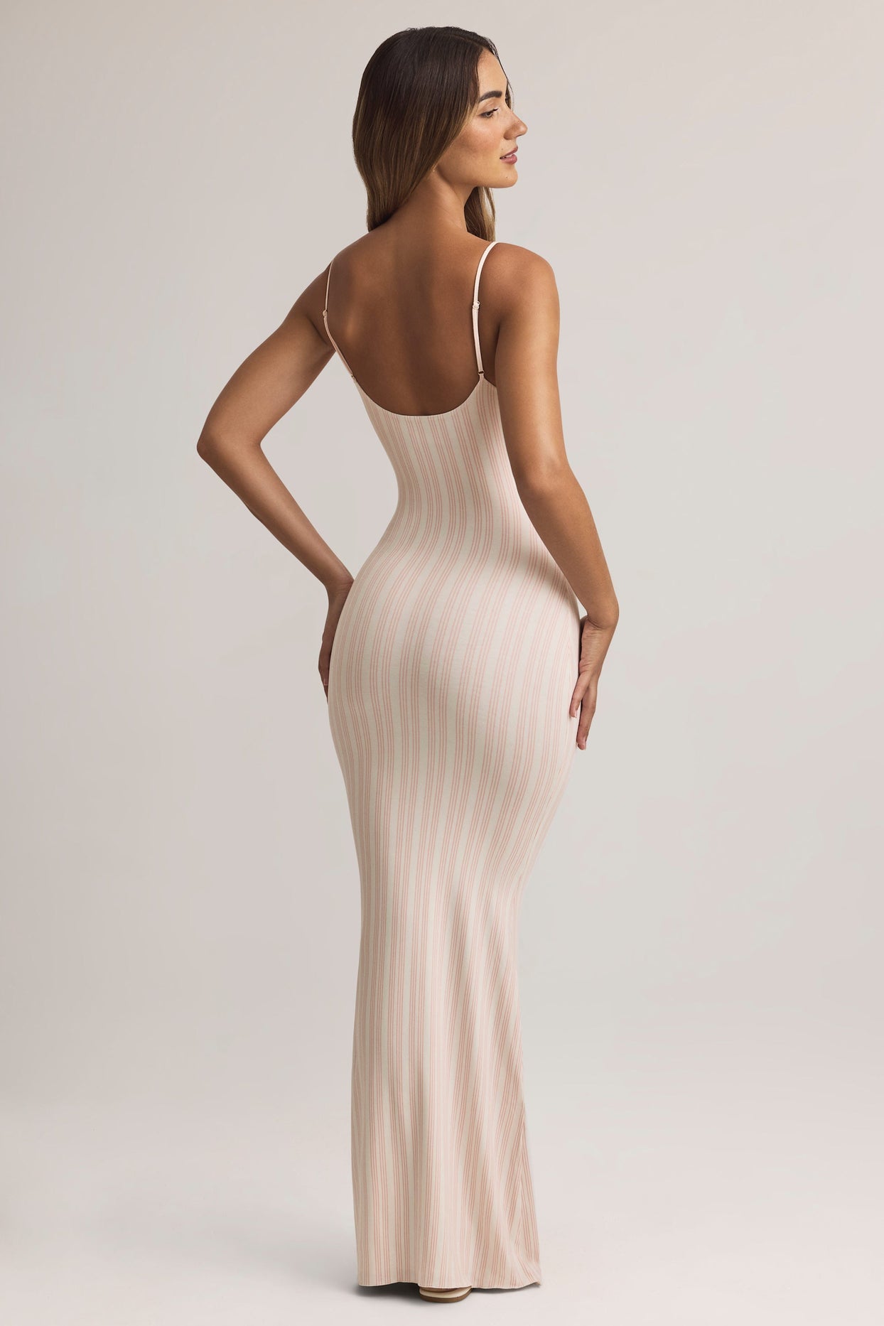 Modal Scoop-Neck Maxi Dress in Stripe Print