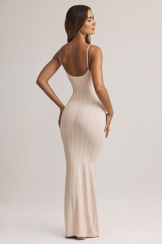Modal Scoop-Neck Maxi Dress in Stripe Print