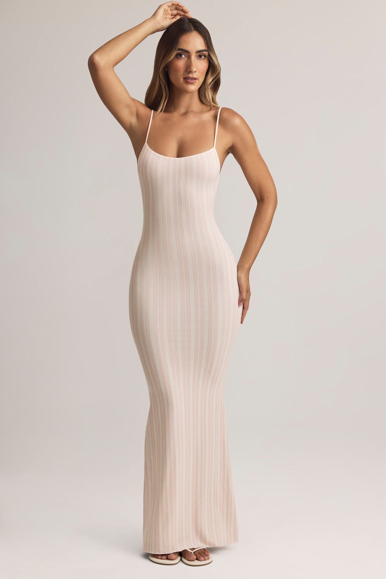 Modal Scoop-Neck Maxi Dress in Stripe Print