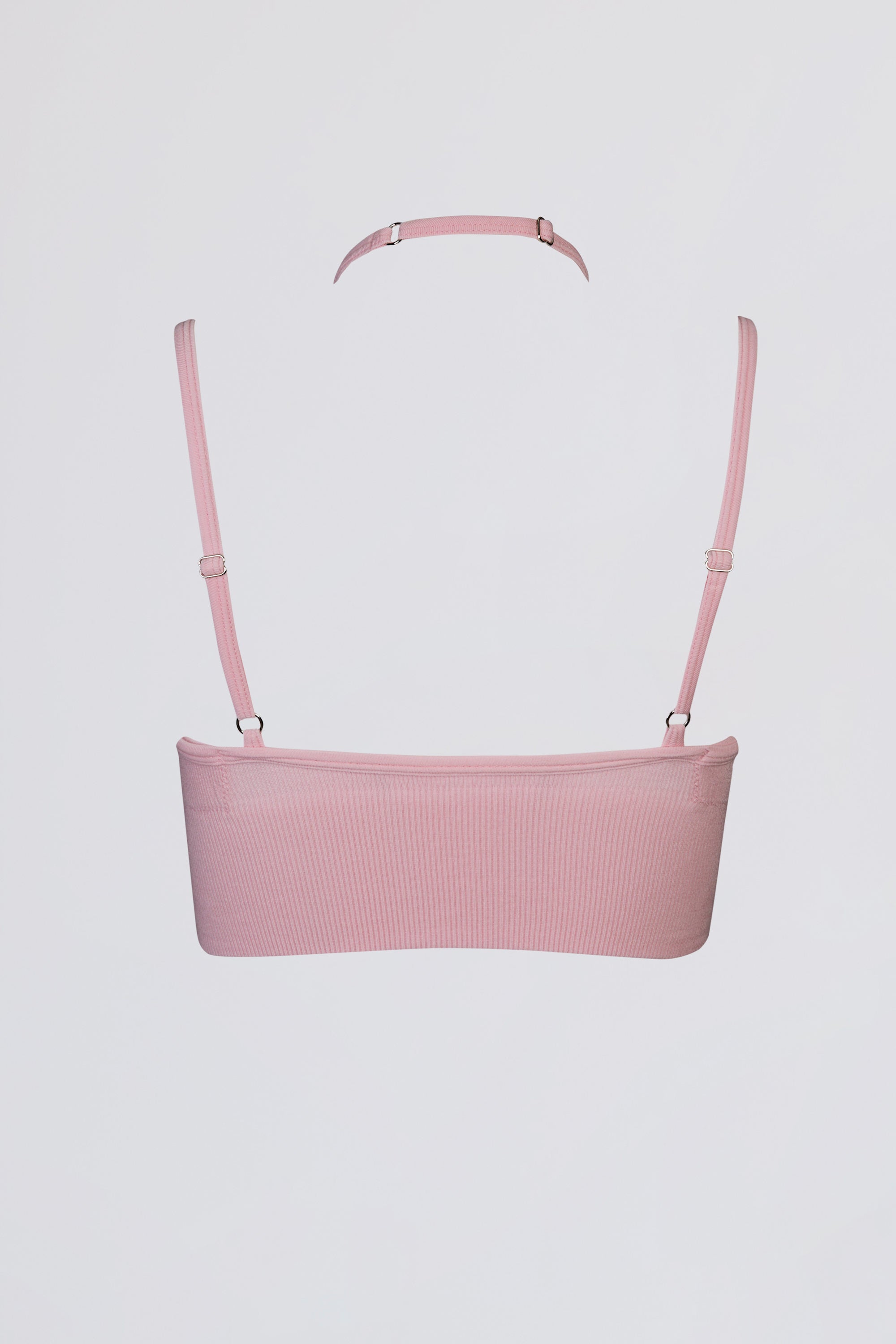 Seamless Soft Rib Crossover Sports Bra in Powder Pink