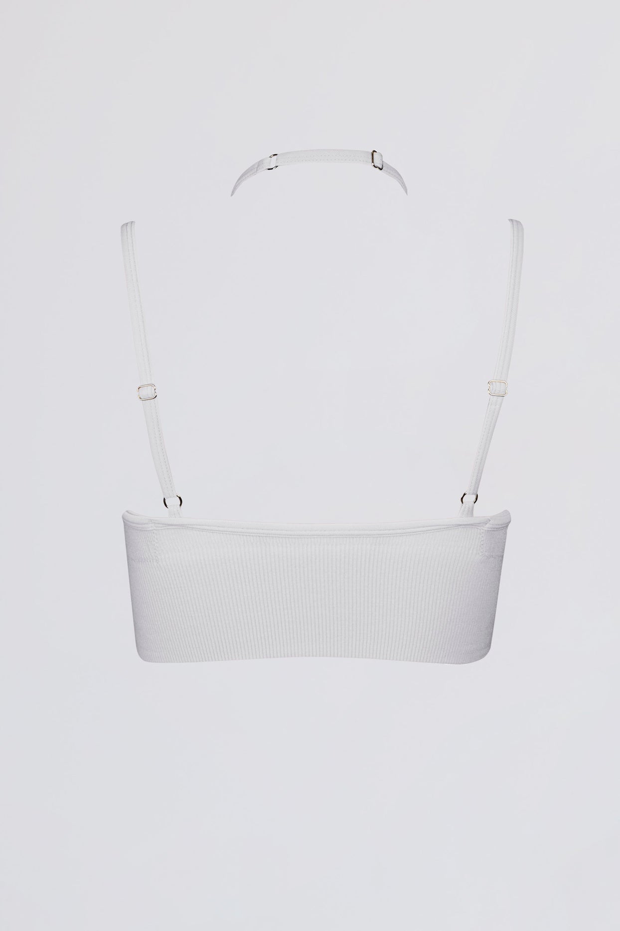 Seamless Soft Rib Crossover Sports Bra in White