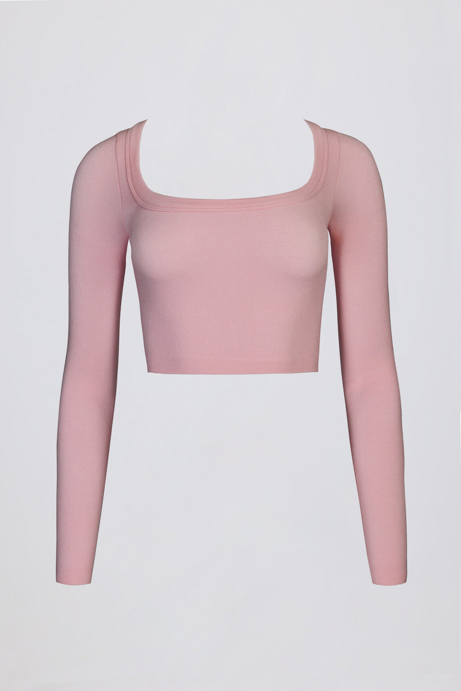 Seamless Soft Rib Cut-Out Crop Top in Powder Pink