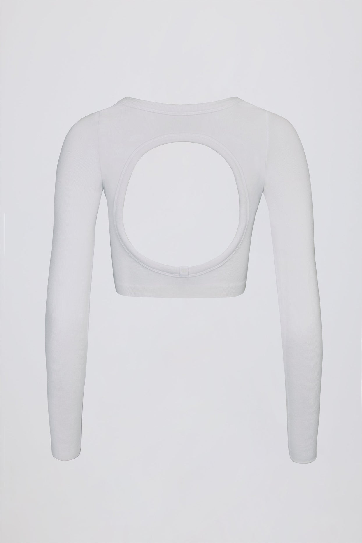 Seamless Soft Rib Cut-Out Crop Top in White