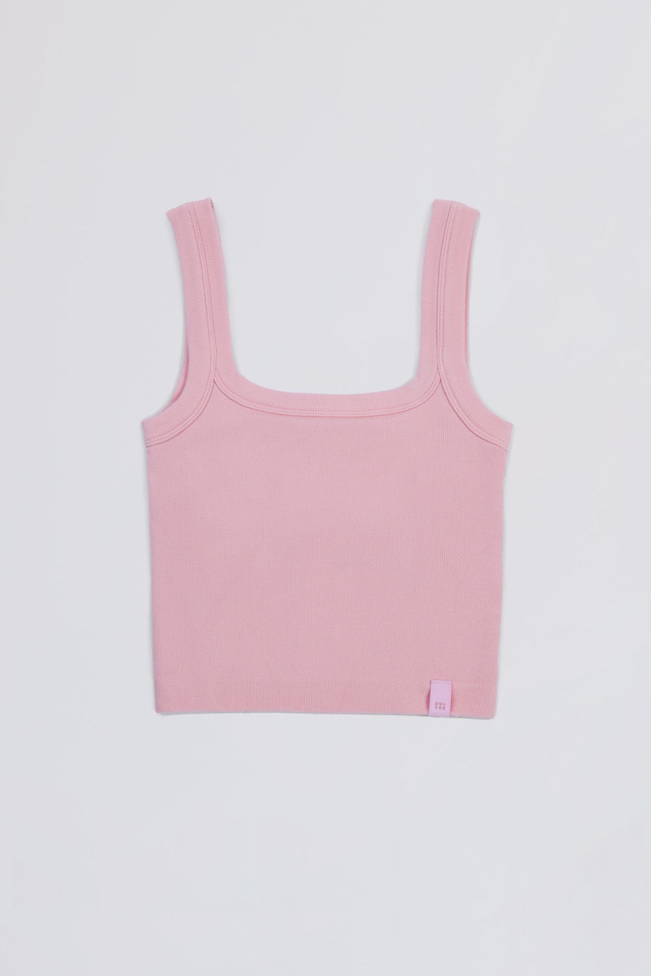 Seamless Soft Rib Square-Neck Tank Top in Powder Pink