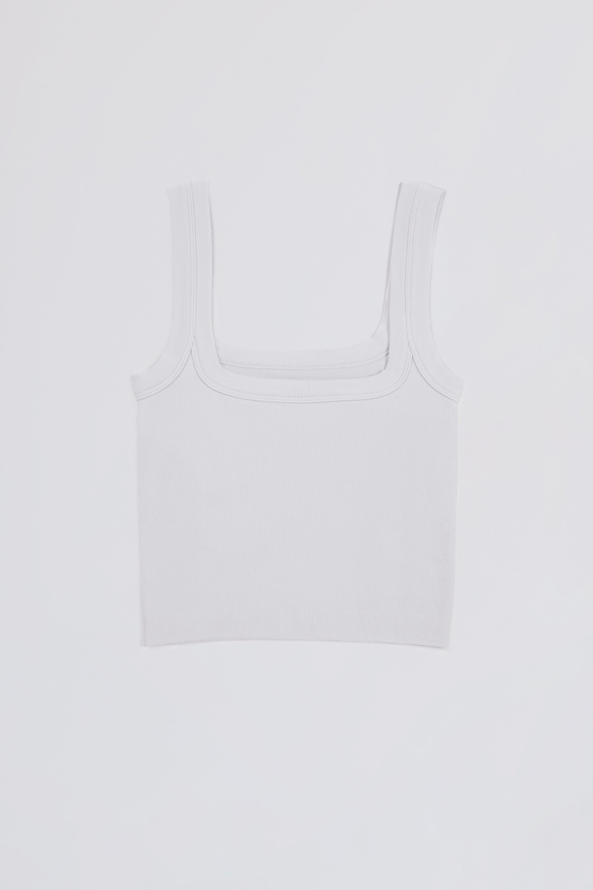 Seamless Soft Rib Square-Neck Tank Top in White