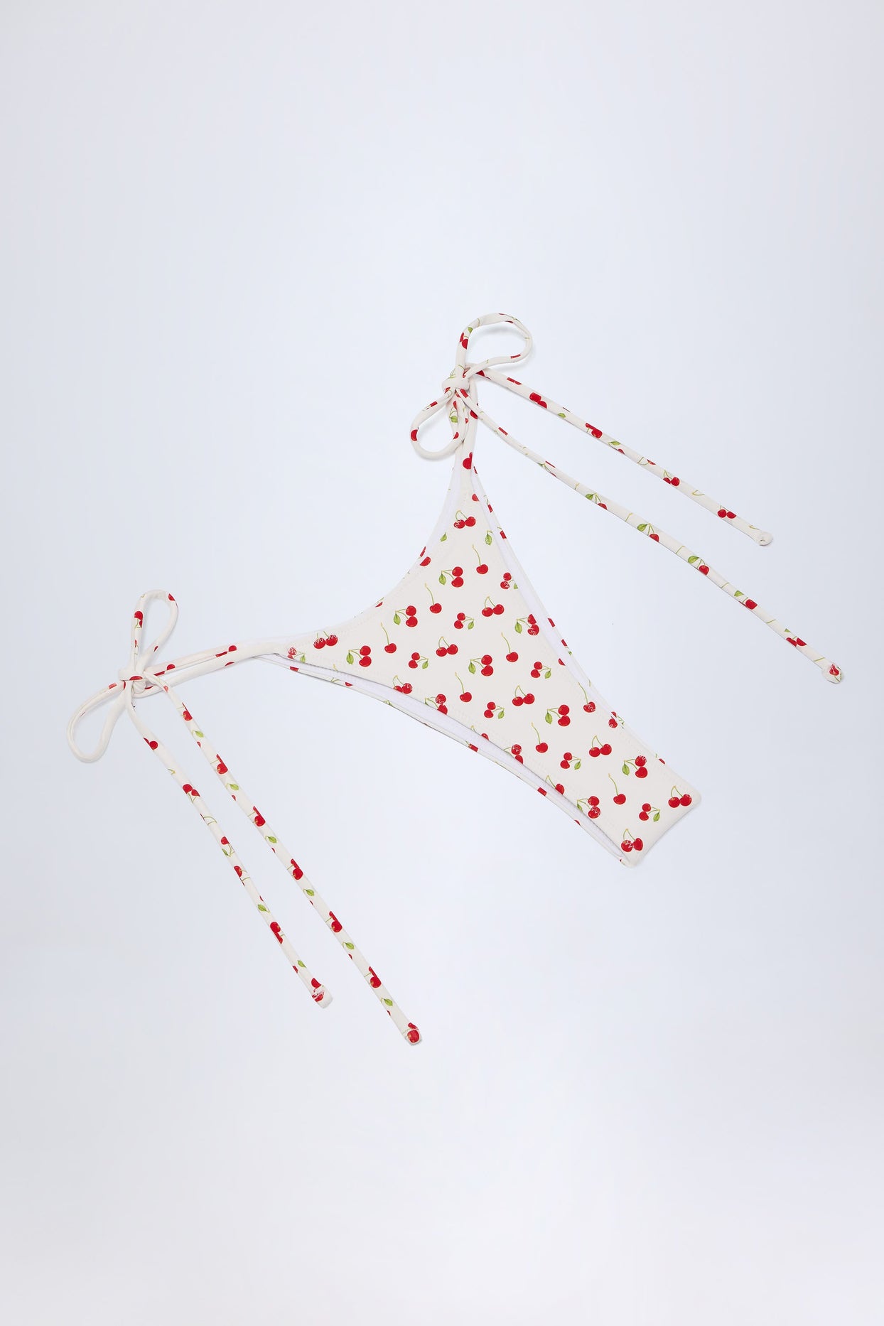 Side-Tie Cheeky Bikini Bottoms in Cherry Print