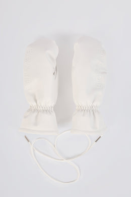 Faux-Leather Gloves in Ice White