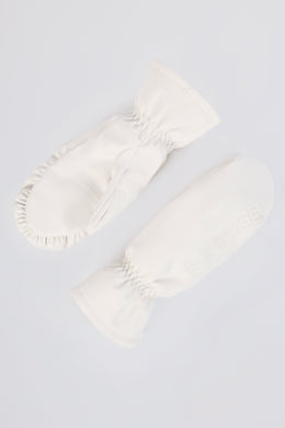 Faux-Leather Gloves in Ice White