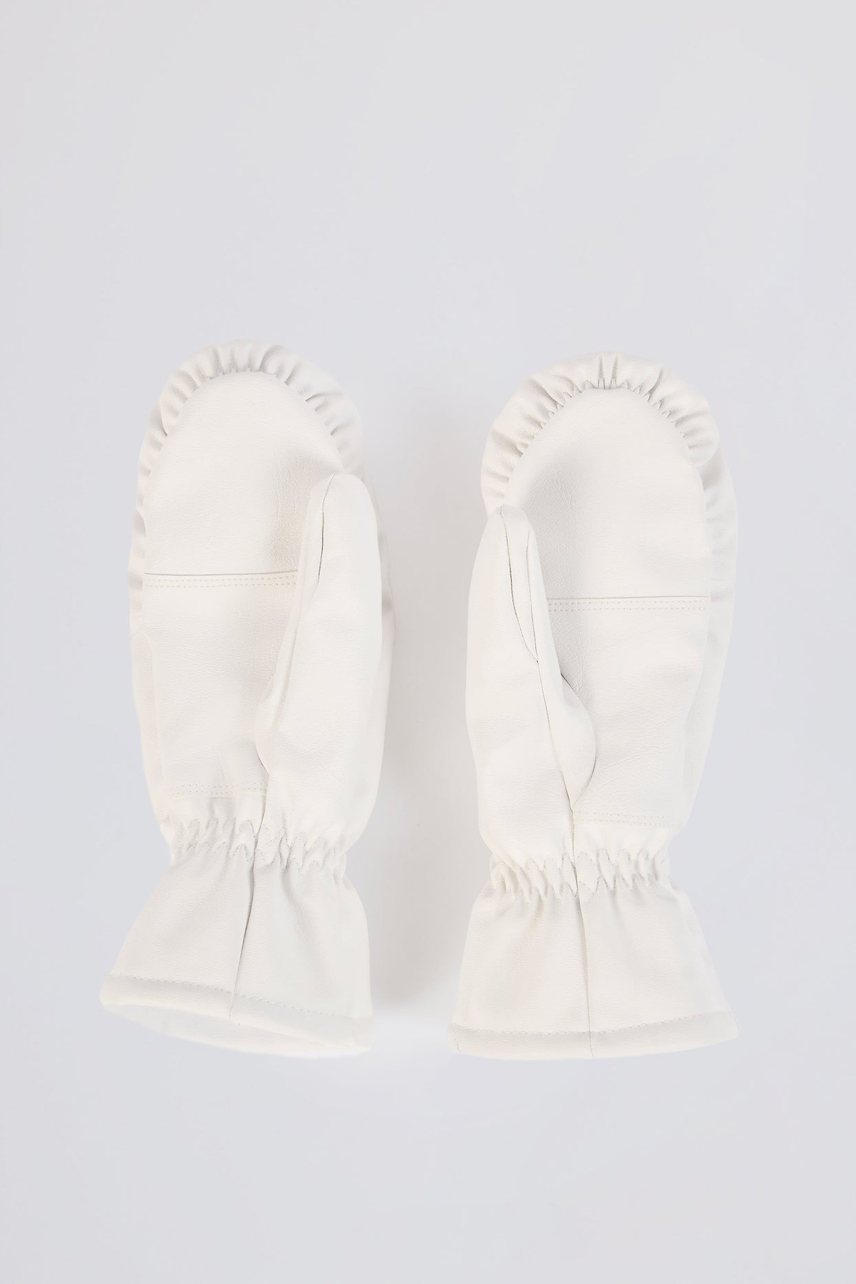 Faux-Leather Gloves in Ice White