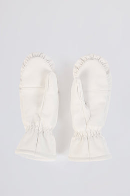 Faux-Leather Gloves in Ice White