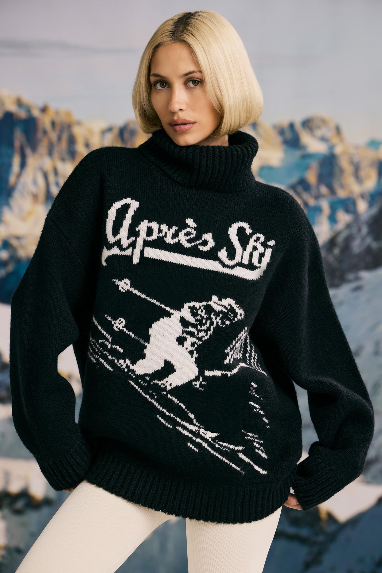 Chunky Sweater Ski Sweater Women Classic Essentials Blue Vintage