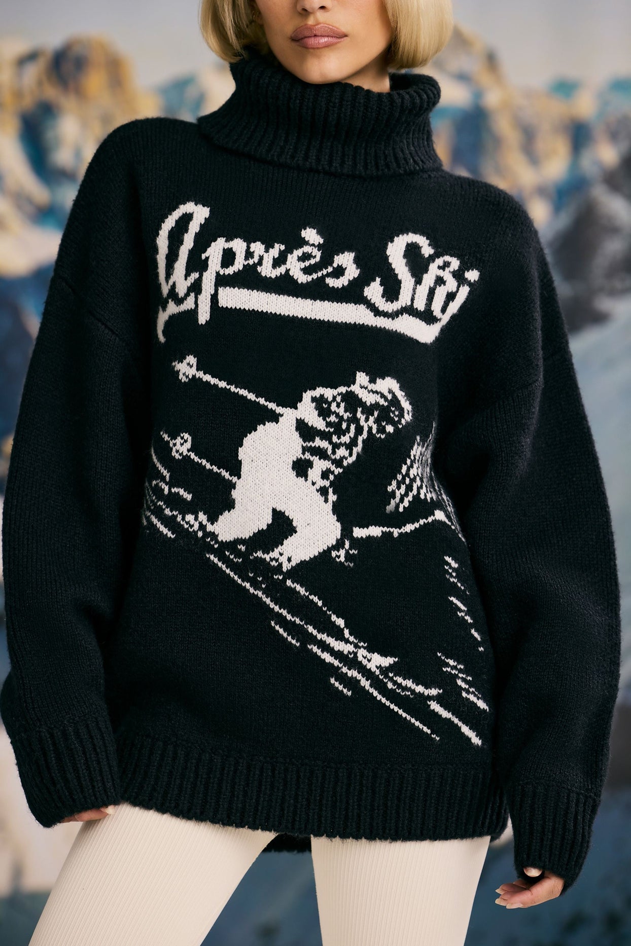 Oversized Chunky-Knit Turtleneck Jumper in Black Oh Polly