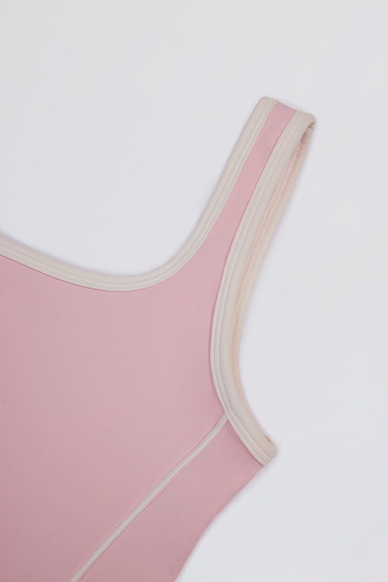 Soft Active Backless Contrast Unitard in Powder Pink