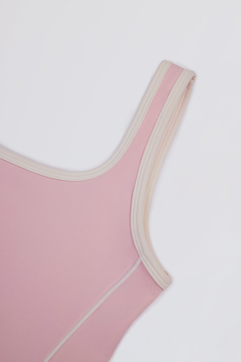 Soft Active Backless Contrast Unitard in Powder Pink