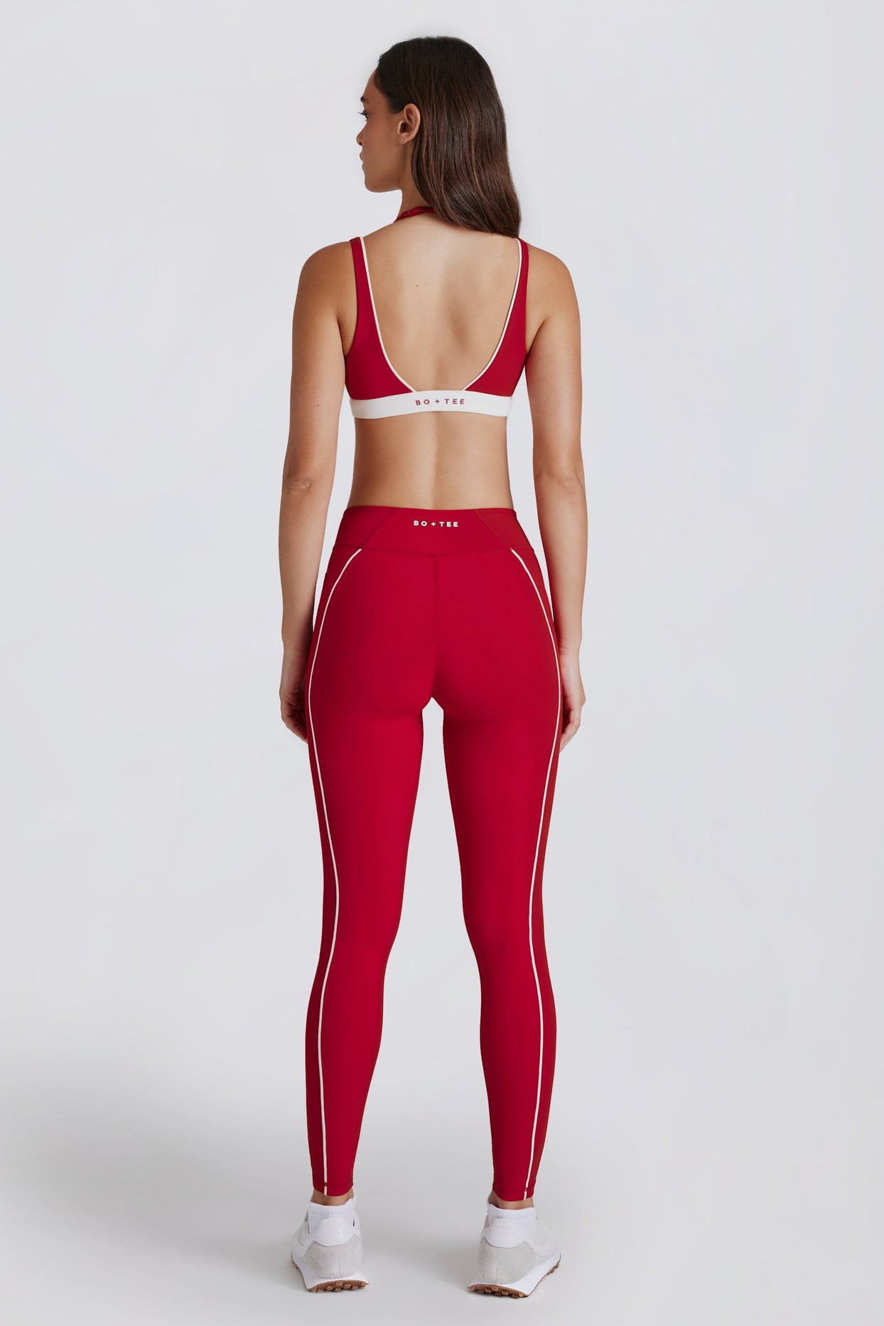 Soft Active Contrast Leggings in Dark Red