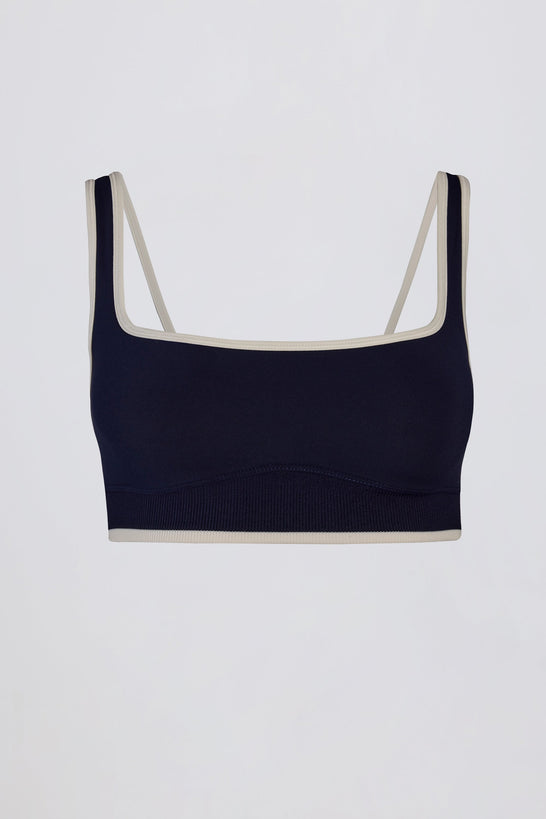 Soft Active Contrast Sports Bra in Classic Navy