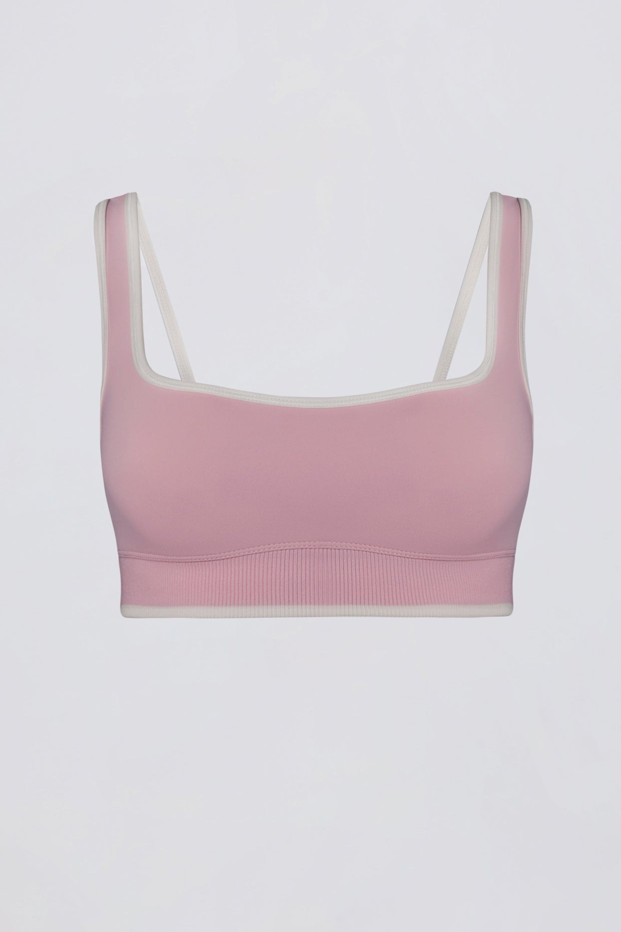 حمالة صدر رياضية ناعمة ومتباينة اللون باللون الوردي البودري