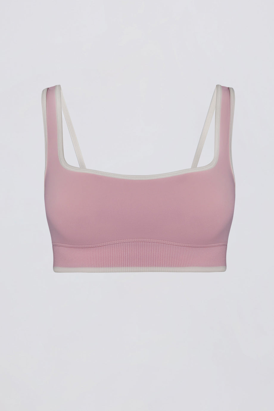 حمالة صدر رياضية ناعمة ومتباينة اللون باللون الوردي البودري