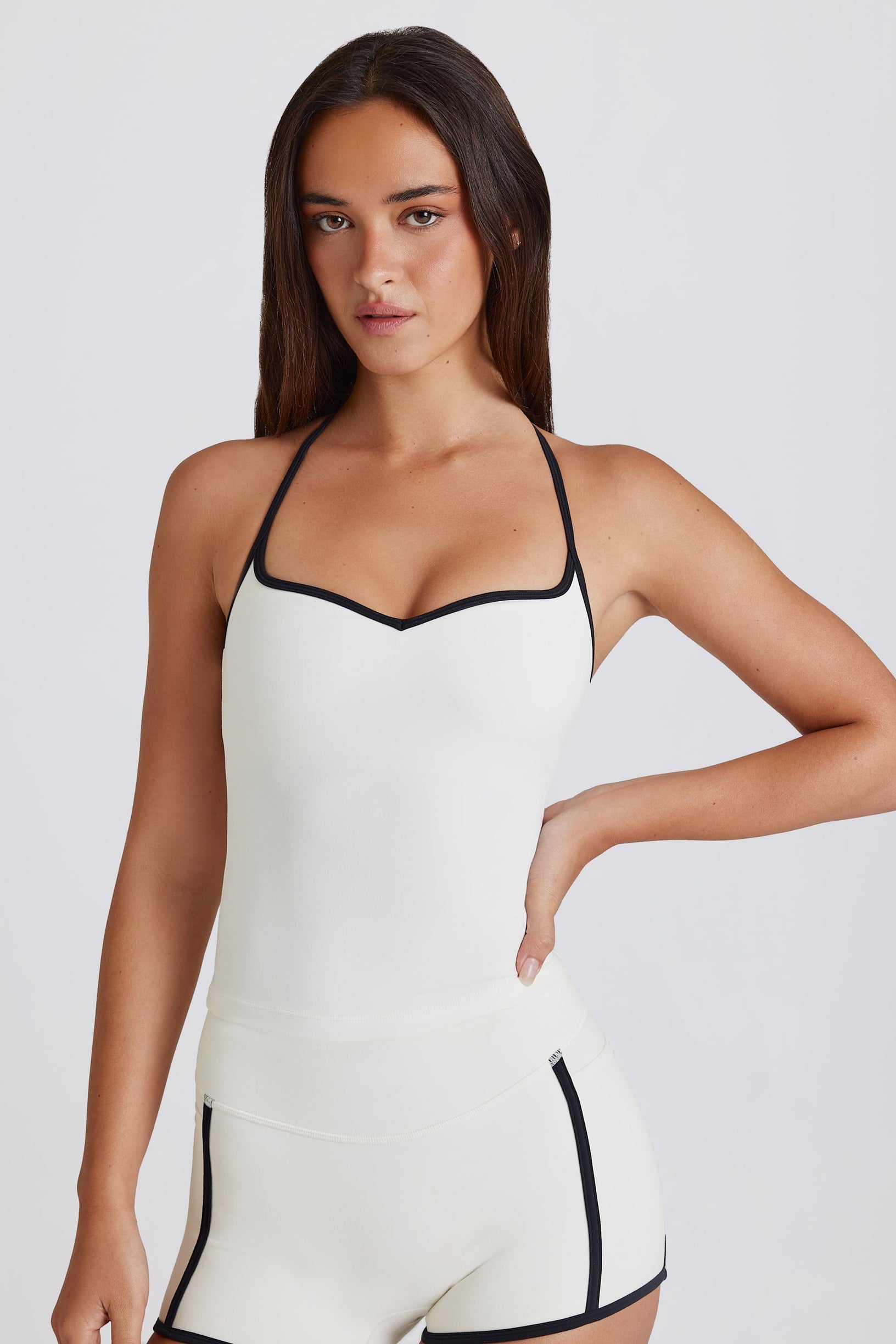 Soft Active Cross-Back Tank Top in Ivory - 1